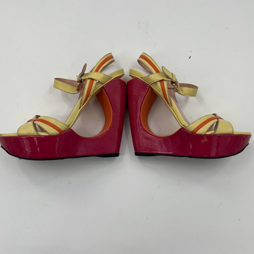 Stuart Weitzman Color block Cutout Block heeled Wedges - Size 7.5 - Picture 2 of 15